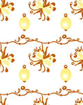 Warm Ochre Floral Garland Medallion Rug