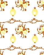 Warm Ochre Floral Garland Medallion Rug