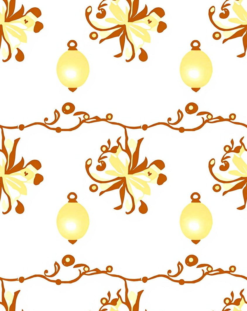 Warm Ochre Floral Garland Medallion Rug