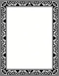 Black White Leaf Scroll Border Rug