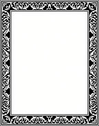 Black White Leaf Scroll Border Rug