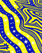 Vibrant Blue Yellow Starry Stripes Rug