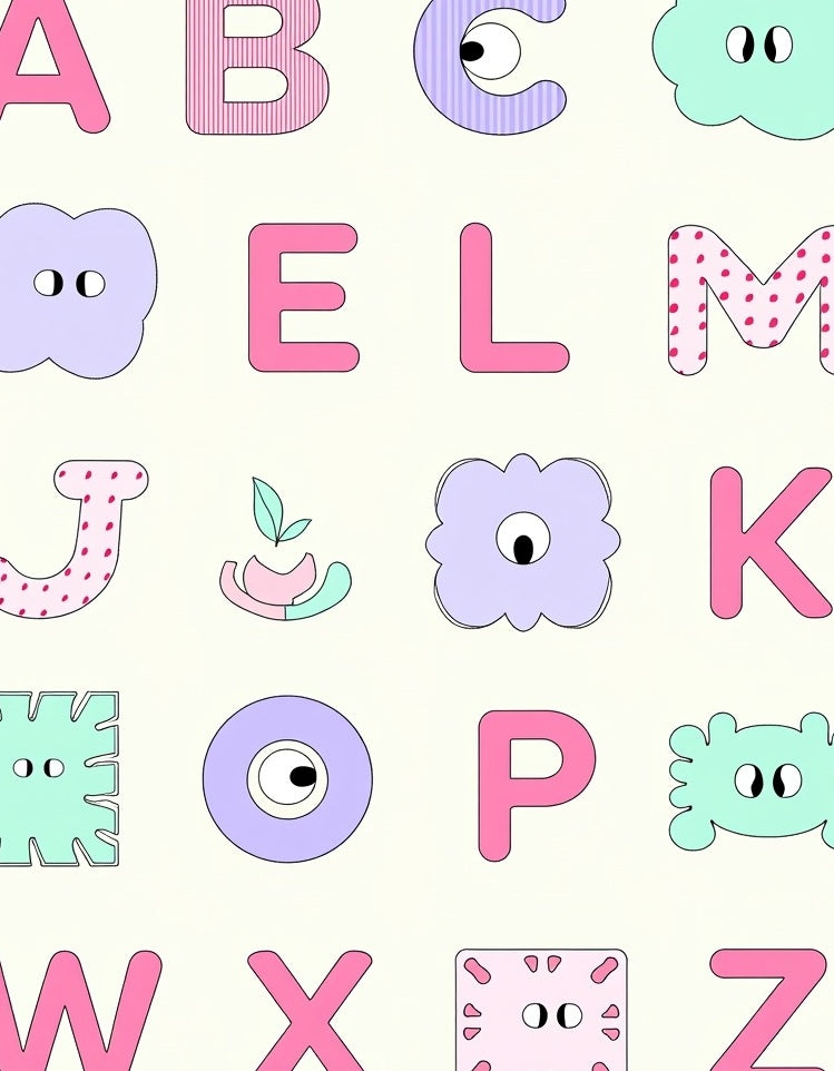 Playful Alphabet Monster Cartoon Rug