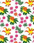 Whimsical Yellow Dinosaur Floral Garden Rug