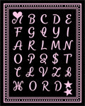 Pink Script Alphabet Heart Stars Rug