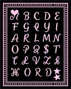 Pink Script Alphabet Heart Stars Rug