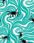 Teal Swirl Black Spider All-over Rug
