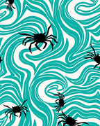 Teal Swirl Black Spider All-over Rug