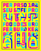 Bold Pink Blue Yellow Typographic Grid Rug