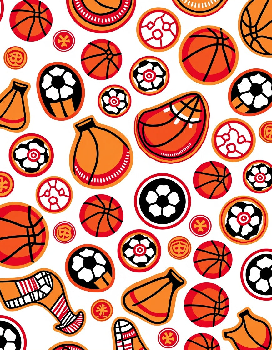 Orange Red Ball Medley Rug