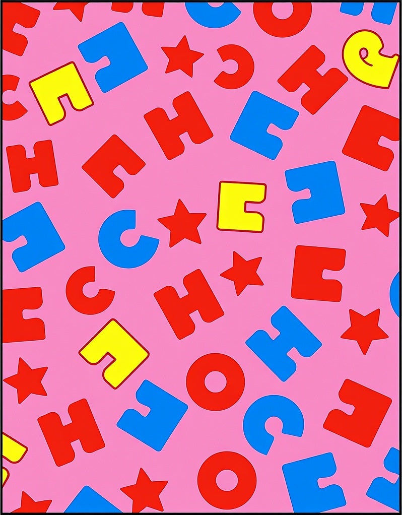 Pink Pop Alphabet Stars Rug