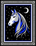 Sleek Blue Horse Night Sky Runner Rug