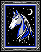 Sleek Blue Horse Night Sky Runner Rug