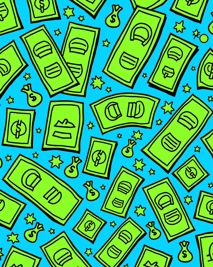 Green Money And Stars Rug
