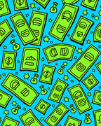 Green Money And Stars Rug