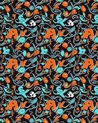 Orange Blue Graffiti Swirls Rug