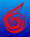 Crimson Spiral Comet in Blue Sky Rug