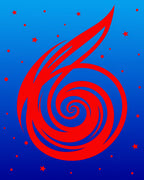 Crimson Spiral Comet in Blue Sky Rug