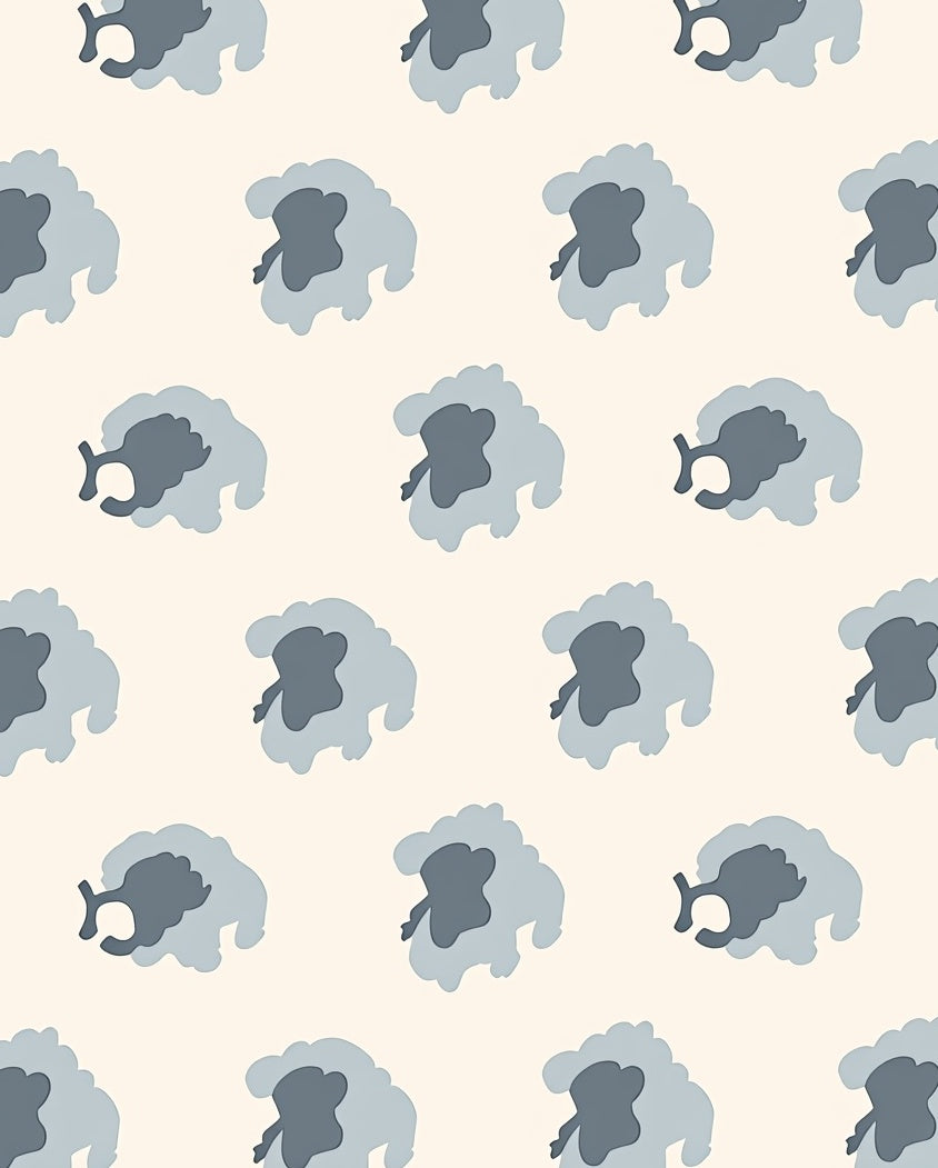 Whimsical Gray Sheep Meadow Rug