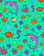 Vibrant Sea Life Dolphin Coral Splash Rug