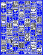 Bold Blue Grid Abstract Squares Rug