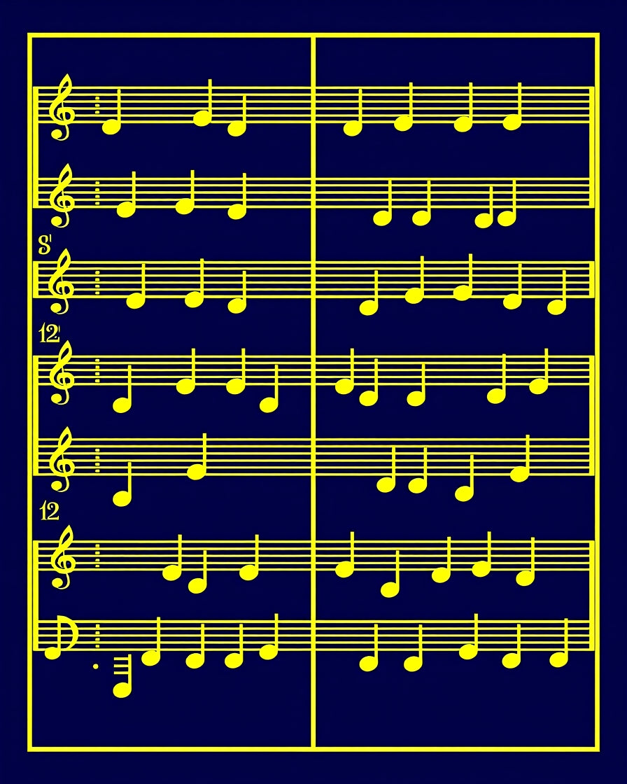 Dark Blue Musical Notes Rug