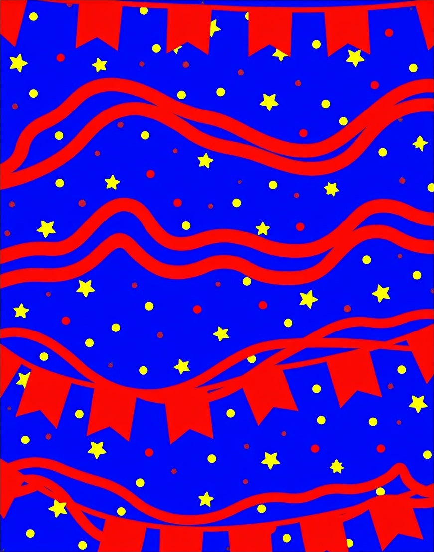 Festive Red Bunting Yellow Stars Rug