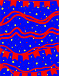 Festive Red Bunting Yellow Stars Rug