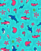 Aqua Coral Sea Life Whimsical Rug