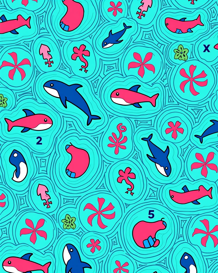 Aqua Coral Sea Life Whimsical Rug