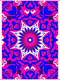 Bold Blue Pink Floral Mandala Rug