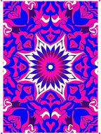 Bold Blue Pink Floral Mandala Rug