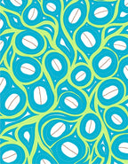Bright Teal Abstract Organic Swirl Rug