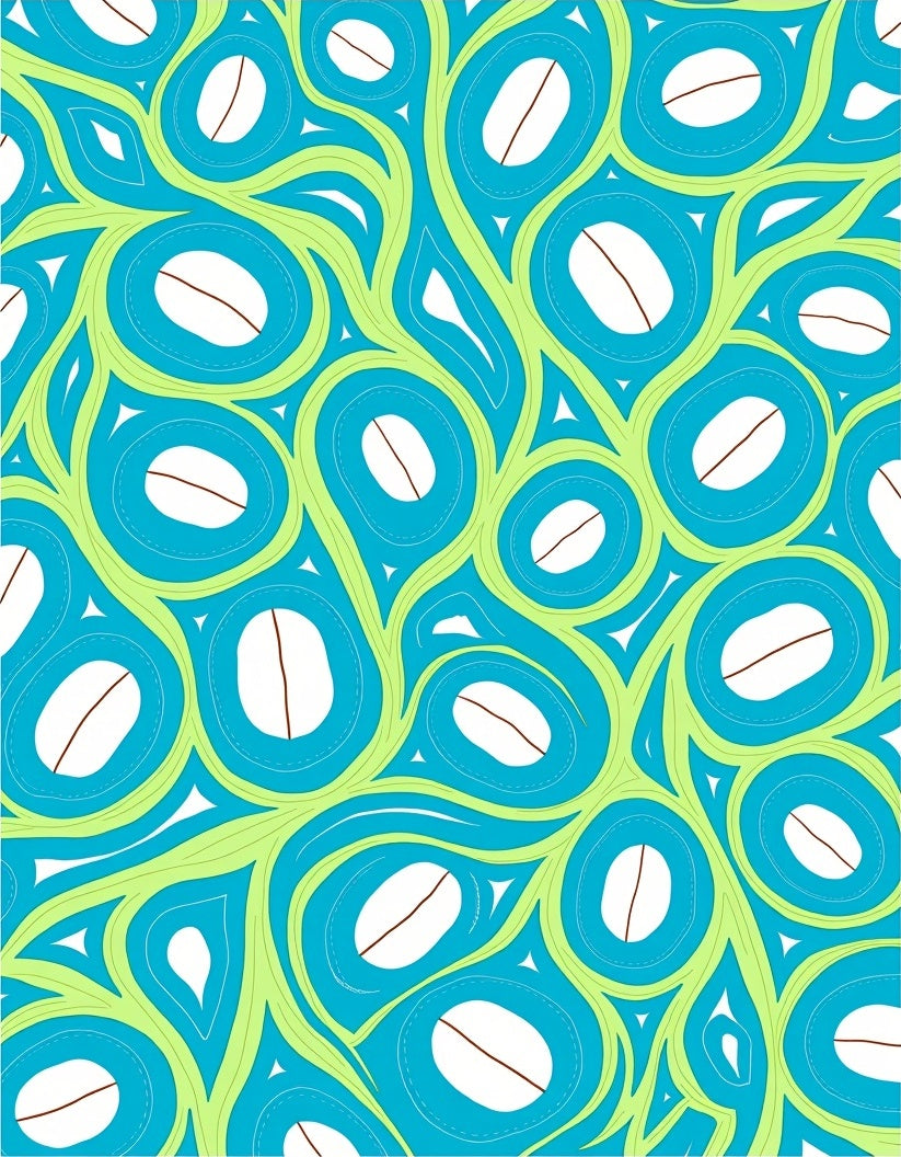 Bright Teal Abstract Organic Swirl Rug