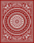 Rich Red Ornate Scrollwork Sunburst Rug