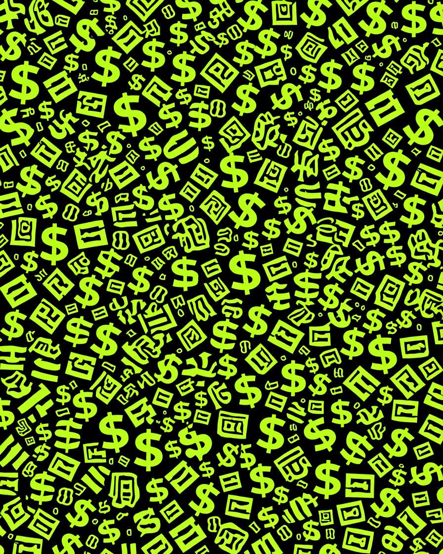 Neon Dollar Sign Collage Rug