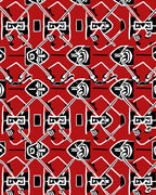 Abstract Red Black White Geometric Arrangement Rug