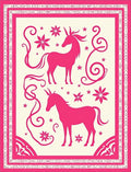 Hot Pink Unicorn Floral Border Rug
