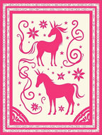 Hot Pink Unicorn Floral Border Rug
