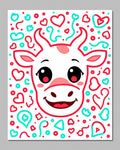 Cute Cow Valentine Hearts Border Rug