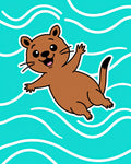 Cute Brown Otter Waves Rug