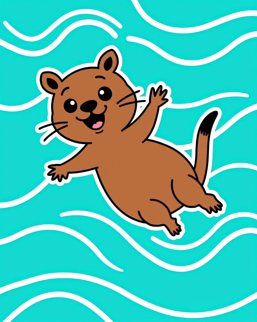 Cute Brown Otter Waves Rug