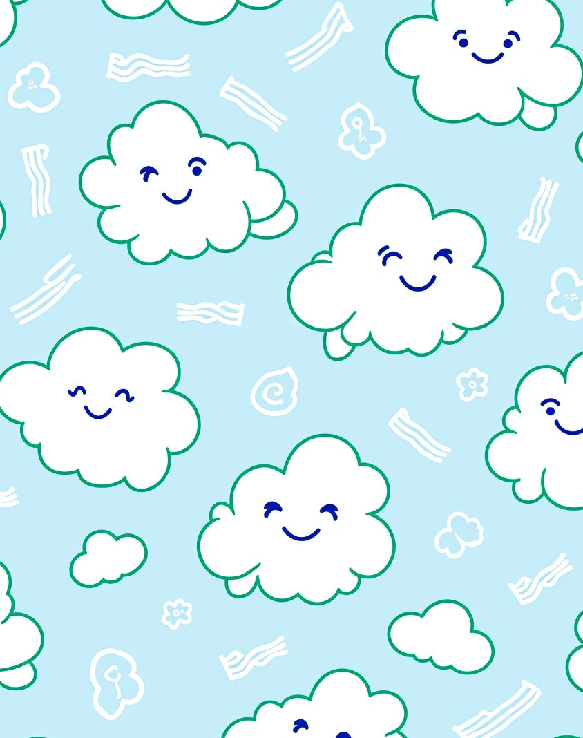 Happy Cloud Blue Sky Whimsical Rug