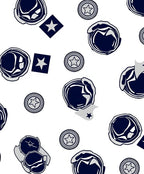 Navy Blue Starburst Round Emblem Rug