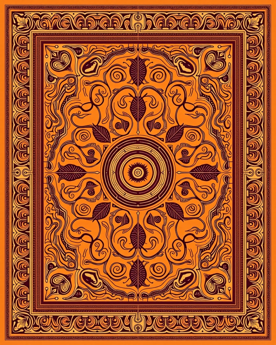 Vibrant Tribal Sunset Mandala Rug