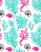 Coastal Coral Teal Pink Ginkgo Rug
