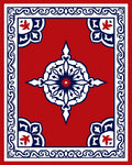 Red Floral Starburst Medallion Border Rug