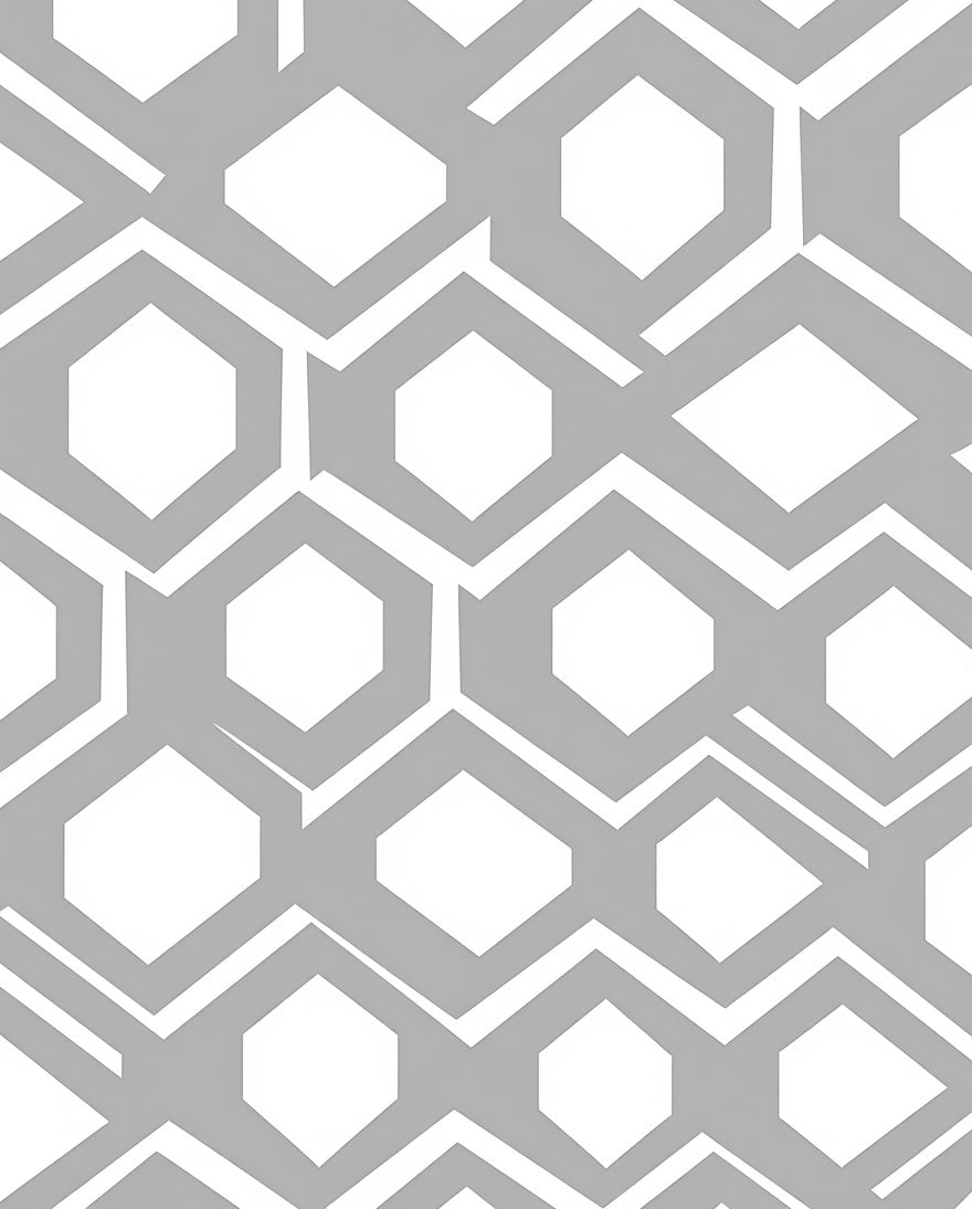 Modern Gray Geometric Hexagon Rug