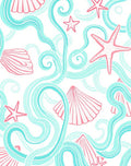 Coral Seashells and Aqua Waves Rug