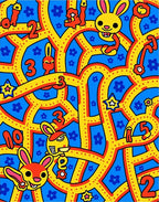 Playful Yellow Bunny Maze With Numbers Rug